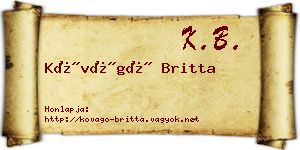 Kővágó Britta névjegykártya